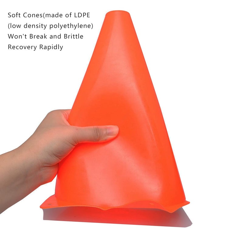 Alyoen 9 inch Orange Traffic Cones, Plastic Sports Cones, Soccer Training Cones for Outdoor Activity & Festive Events (Sets of 10/15/ 20) - Image 4